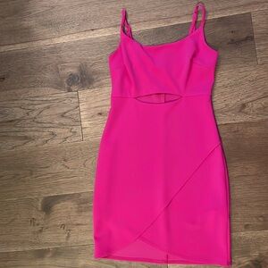 Pink teens dress perk-a-boo front detail